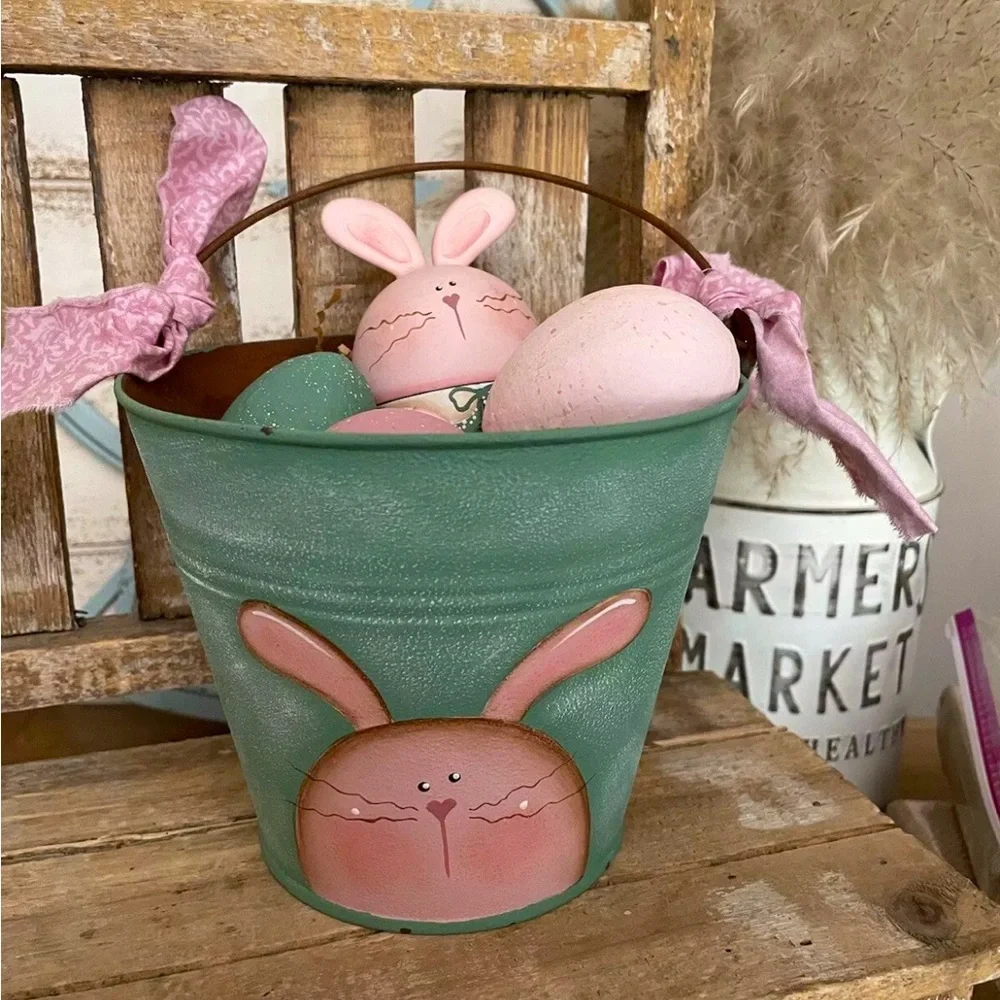 Handcrafted One-of-a-kind Decorative Easter Bunny Basket NEW